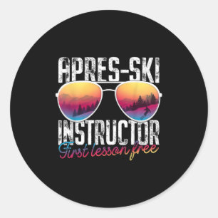 Adesivo Apres Ski Instrutor First Lesson Free Lesson Skiin