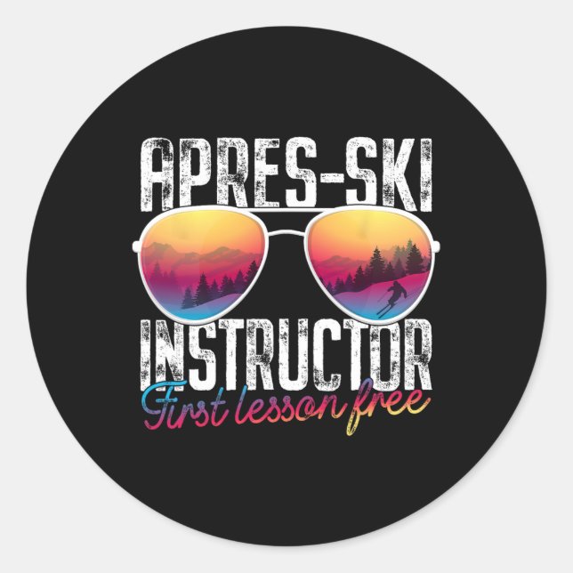 Adesivo Apres Ski Instrutor First Lesson Free Lesson Skiin (Frente)