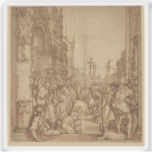 Adesivo Apresentação de Barbarossa ao Papa Alexandre III (Frente)