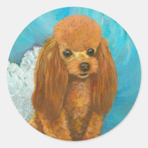 Adesivo Apricot Red Poodle Puppy & Ball Stickers