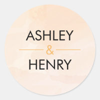 Apricot Watercolor Wedker Sticker, Peach Gift Tag
