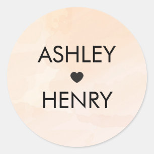 Adesivo Apricot Watercolor Wedker Sticker, Peach Gift Tag