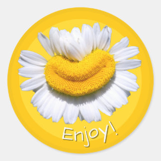 Adesivo “Aproveite!” Charme Sorridente Camomila Amarelo En