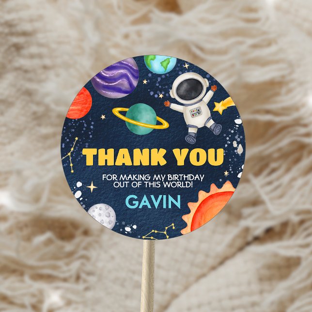 Adesivo Aproximação do espaço externo à volta da Festa de  (Outer Space Trip Around the Sun Birthday Party Sticker)