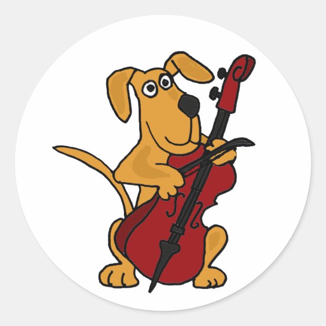 Adesivo AQ- Brown Puppy Dog Tocando Cello (Frente)