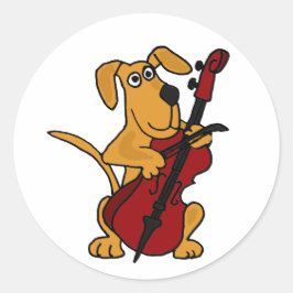 Adesivo AQ- Brown Puppy Dog Tocando Cello
