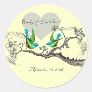 Adesivo Aqua & Apple Green Vintage Birds Stickers