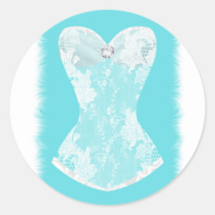 Adesivo Aqua Azul e Branco Glam Lingerie Favor de Festa de