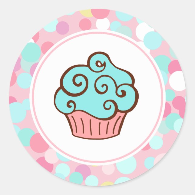 Adesivo Aqua Birthday Cupcake Bakery Stickers (Frente)