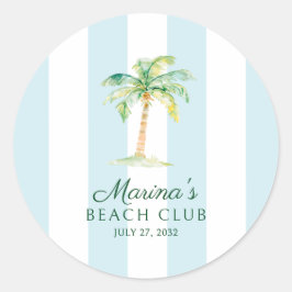 Adesivo Aqua Blue Cabana Stripes Palm Beach Club Favor