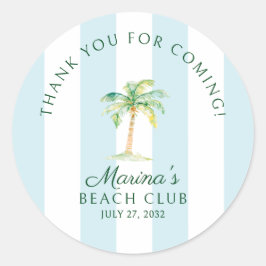 Adesivo Aqua Blue Cabana Stripes Palm Beach Club Obrigado