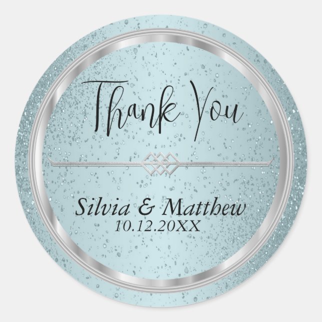 Adesivo Aqua Blue Glitter e Silver - Obrigado (Frente)