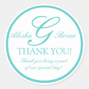 Adesivo Aqua Blue Monograma G Palavras De Favor De Casamen