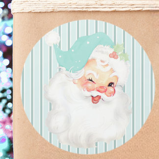 Adesivo Aqua Blue Vintage Winking Papai Noel Natal