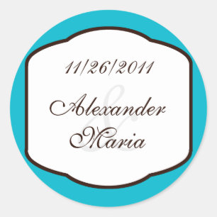Adesivo Aqua Brown & White Wedding Envelope Seals