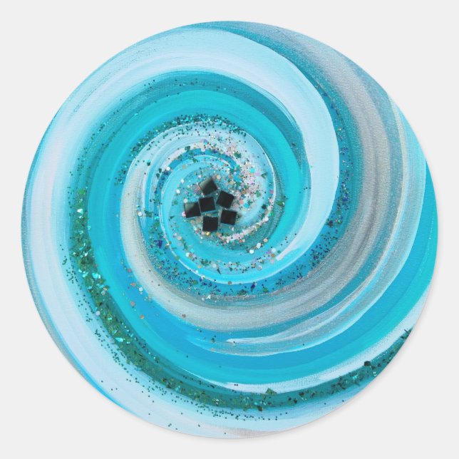 Adesivo Aqua Christian Sticker Oceans Swirl Abstrato (Frente)