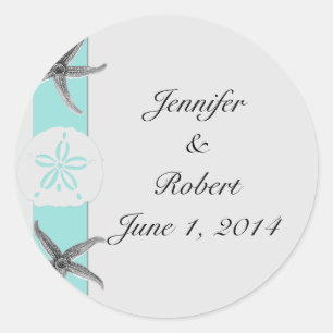 Adesivo Aqua e selo cinzento do envelope da estrela do mar