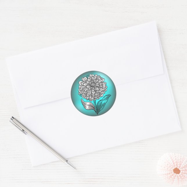 Adesivo Aqua e Teal Flower (Envelope)
