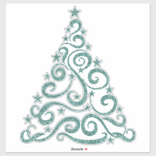 Adesivo Aqua Faux Glitter Árvore de espiral de Natal