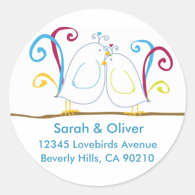 Adesivo Aqua Love Bird Address Labels (Frente)