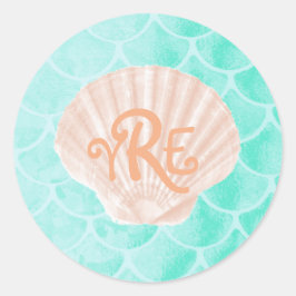 Adesivo Aqua Mermaid Scales | Monograma de Seashell