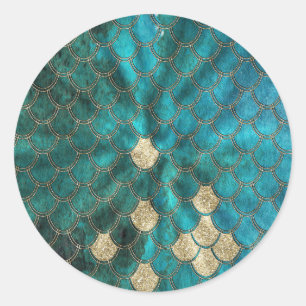 Adesivo Aqua Mermaidscales verde com brilho do ouro