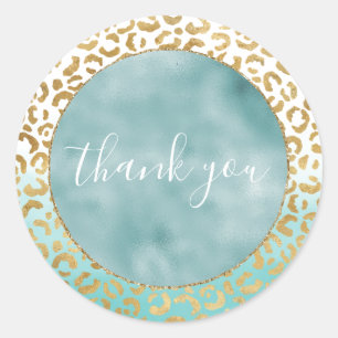 Adesivo Aqua Mint Watercolor Leopardo Dourado