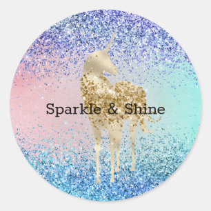Adesivo Aqua Purple Glitter Sparkle Dourado Unicorn