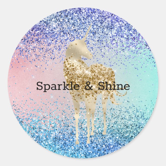 Adesivo Aqua Purple Glitter Sparkle Dourado Unicorn (Frente)