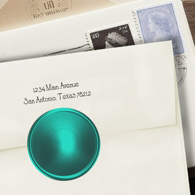 Adesivo Aqua Teal Green Envelope Dourado Seal (Criador carregado)