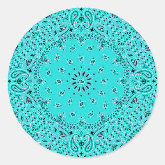 Adesivo Aqua Turquoise Paisley Western Bandana Scarf Impre