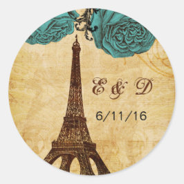 Adesivo aqua vintage eiffel torre Paris envolve selos