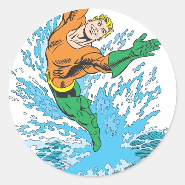 Adesivo Aquaman salta em onda (Frente)