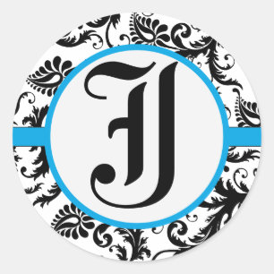 Adesivo Aquamarine Damask Monogramas Stickers