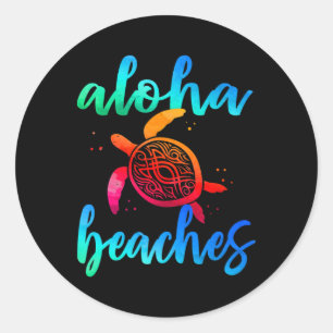 Adesivo Aquarela Aloha Praga Tartaruga Camisa Havaí Mar
