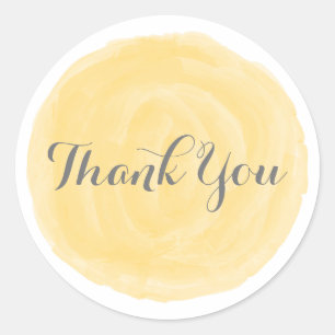 Adesivo Aquarela Amarelo redonda Muito Obrigado, Stickers