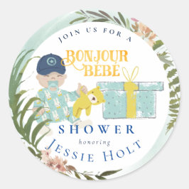 Adesivo Aquarela Aqua Bonjour Boy BabyClassic Round