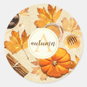 Adesivo Aquarela Autumn Magic Vintage Monograma