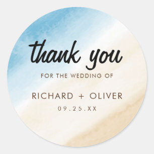Adesivo Aquarela Azul Água No Mar Casamento