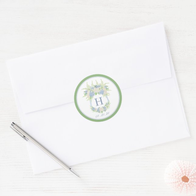 Adesivo Aquarela Azul e Branco Hydrangea Crest (Envelope)