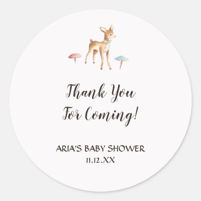 Adesivo Aquarela Bebê Cama Cogumelos Chá de fraldas Favor (Frente)