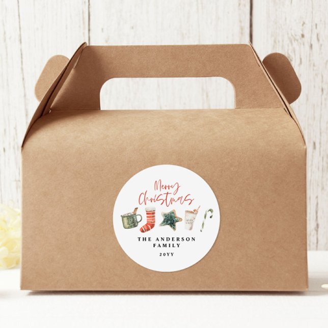 Adesivo Aquarela Biscoito de Natal bebe canas doces (Criador carregado)