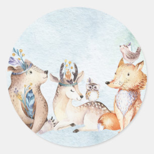 Adesivo Aquarela Boho Urso Animais Rústicos Chá de Bebê