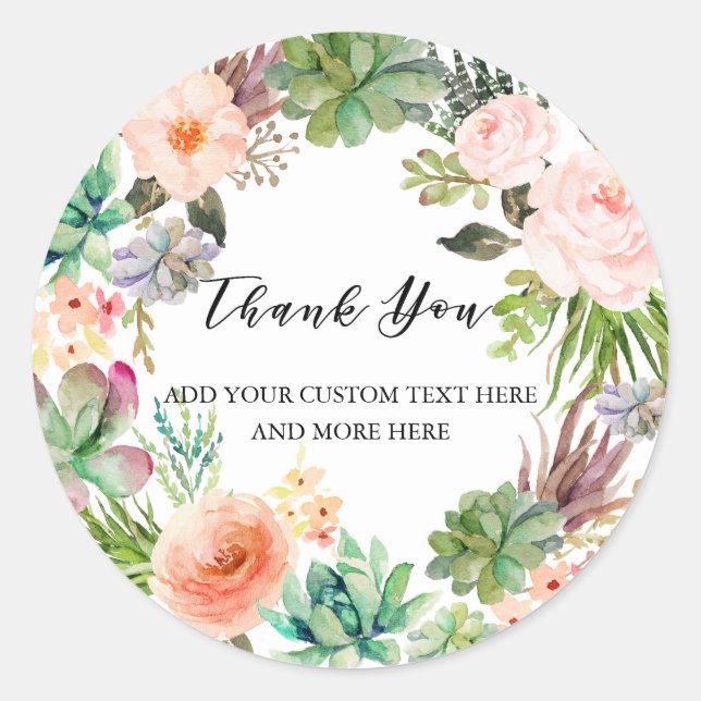 Adesivo Aquarela Cactus Com Sucultura Personalizada Obriga (Frente)