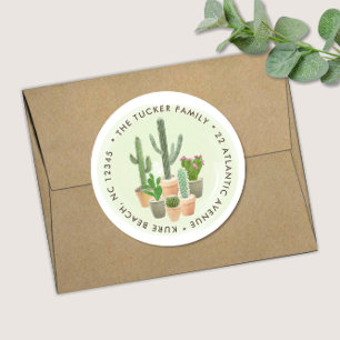Adesivo Aquarela Cactus Suculentas Vasos Endereço de Remet