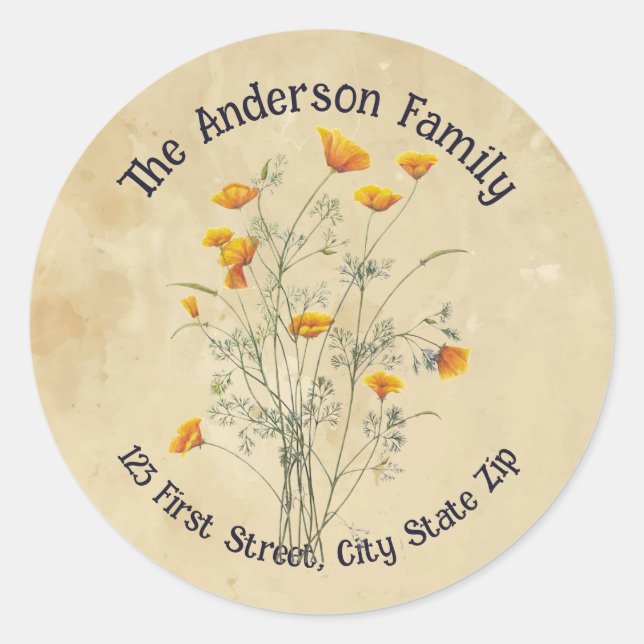 Adesivo Aquarela California Poppy Willowe Art (Frente)