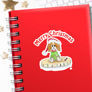 Adesivo Aquarela Cavalier King Charles Spaniel Natal   