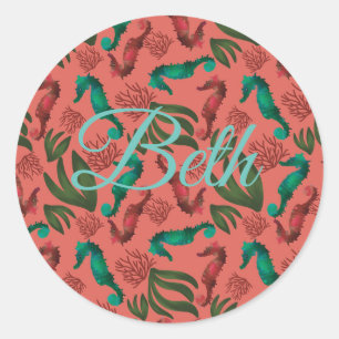 Adesivo Aquarela Cavalo-marinho Personalizado Náutico Pers