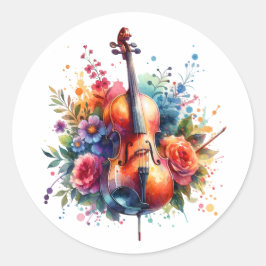 Adesivo Aquarela Cello e Flores