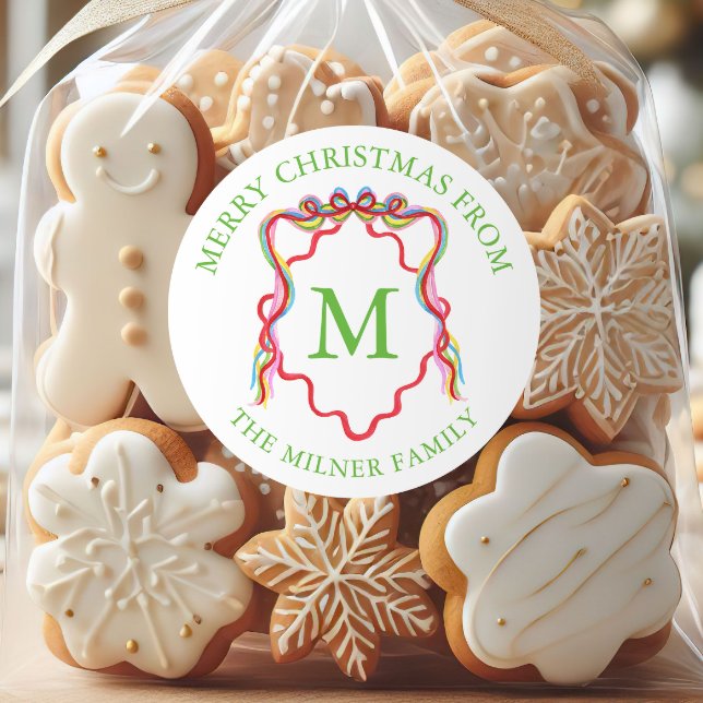 Adesivo Aquarela Confetti Arco de Natal Monograma Crest (Criador carregado)